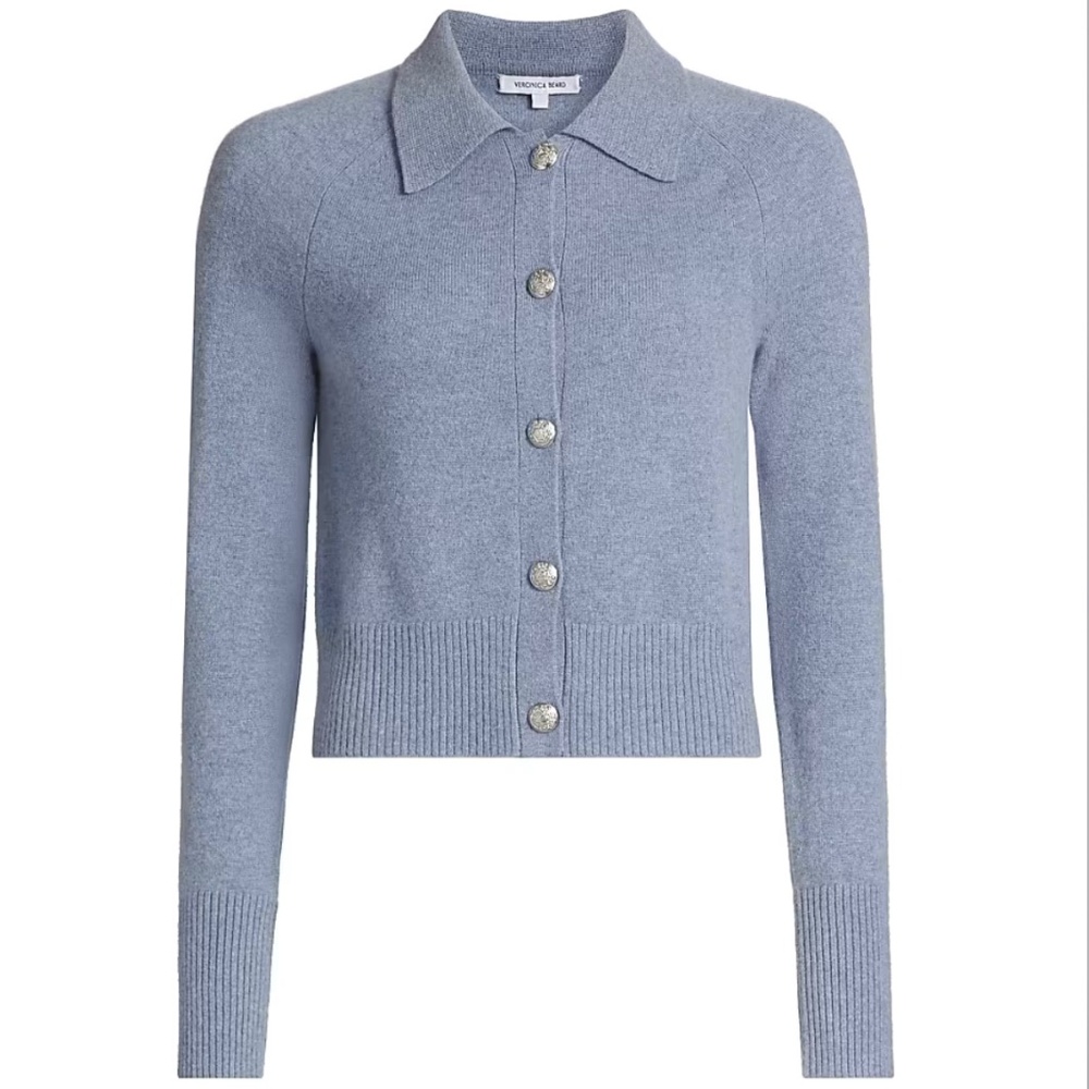 Veronica Beard Light Blue Collared Button Cardigan